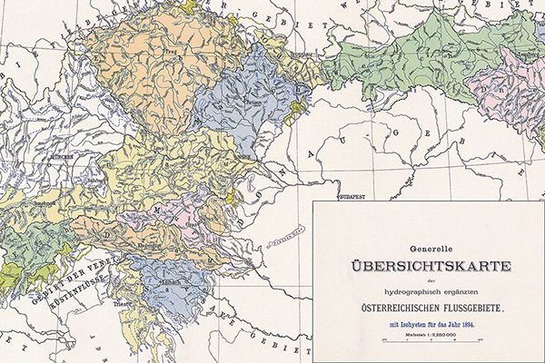 Abbildung einer Übersichtskarte der Österreichischen Flussgebiete