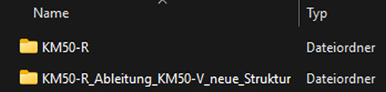Ordnerstruktur bei Bestellung von KM50-R im BEV-Shop PLUS. KM50-R (alte Struktur)